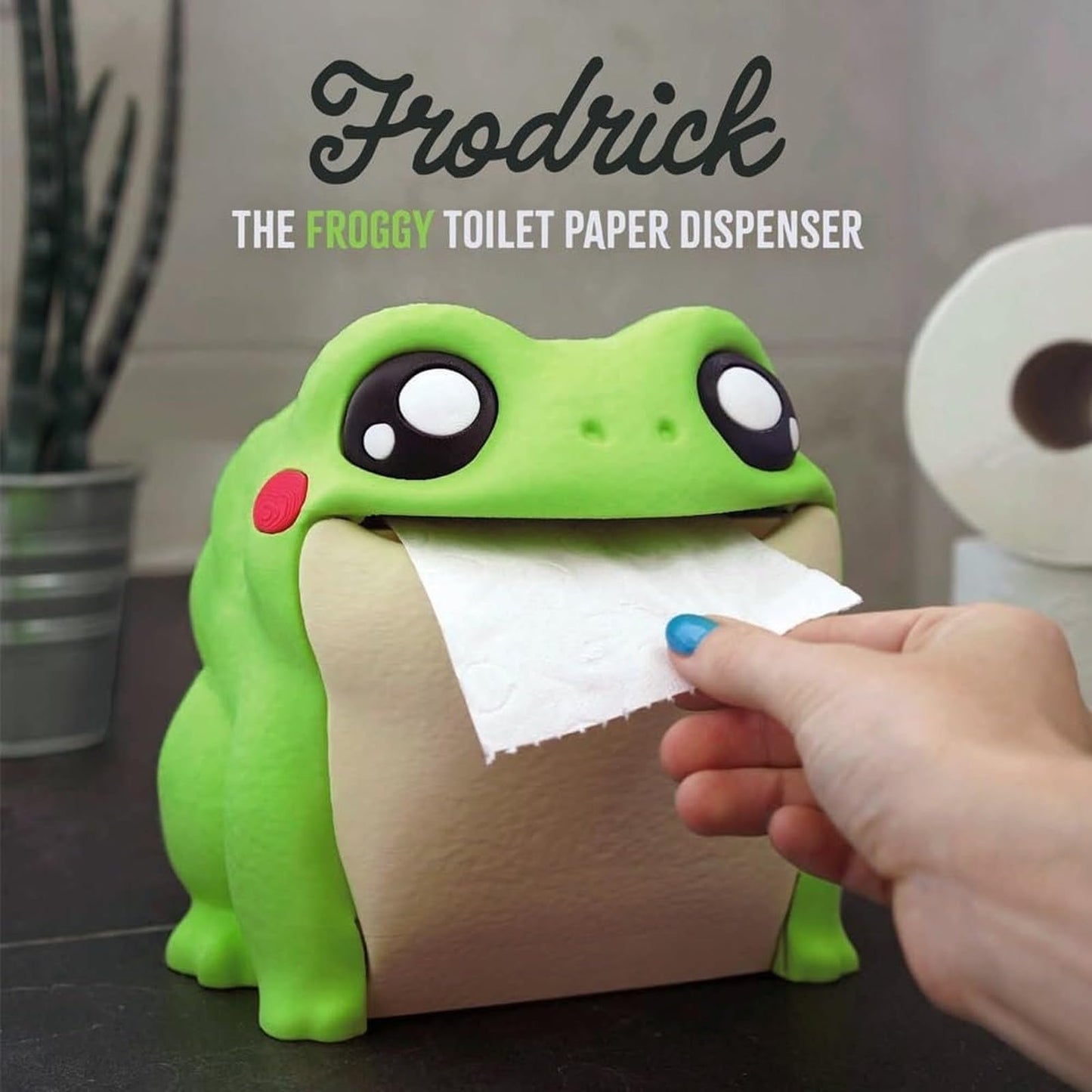 The Frog Toilet Paper Dispenser, 3D Printed Bathroom Toilet Paper Holder with Butt, Funny Interactive Frog Flip Belly Towel Roll Holder Stand for Bathroom and Kitchen (B1, One Size)