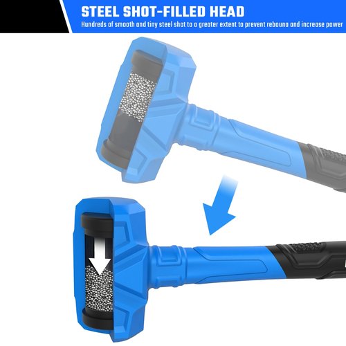 REAL STEEL Dead Blow Hammer 28 Oz Rubber Mallet Non-Marring and Sparking Resistant with Steel Shot-filled Head Ideal for DIY,Automotive,Furniture (0317)