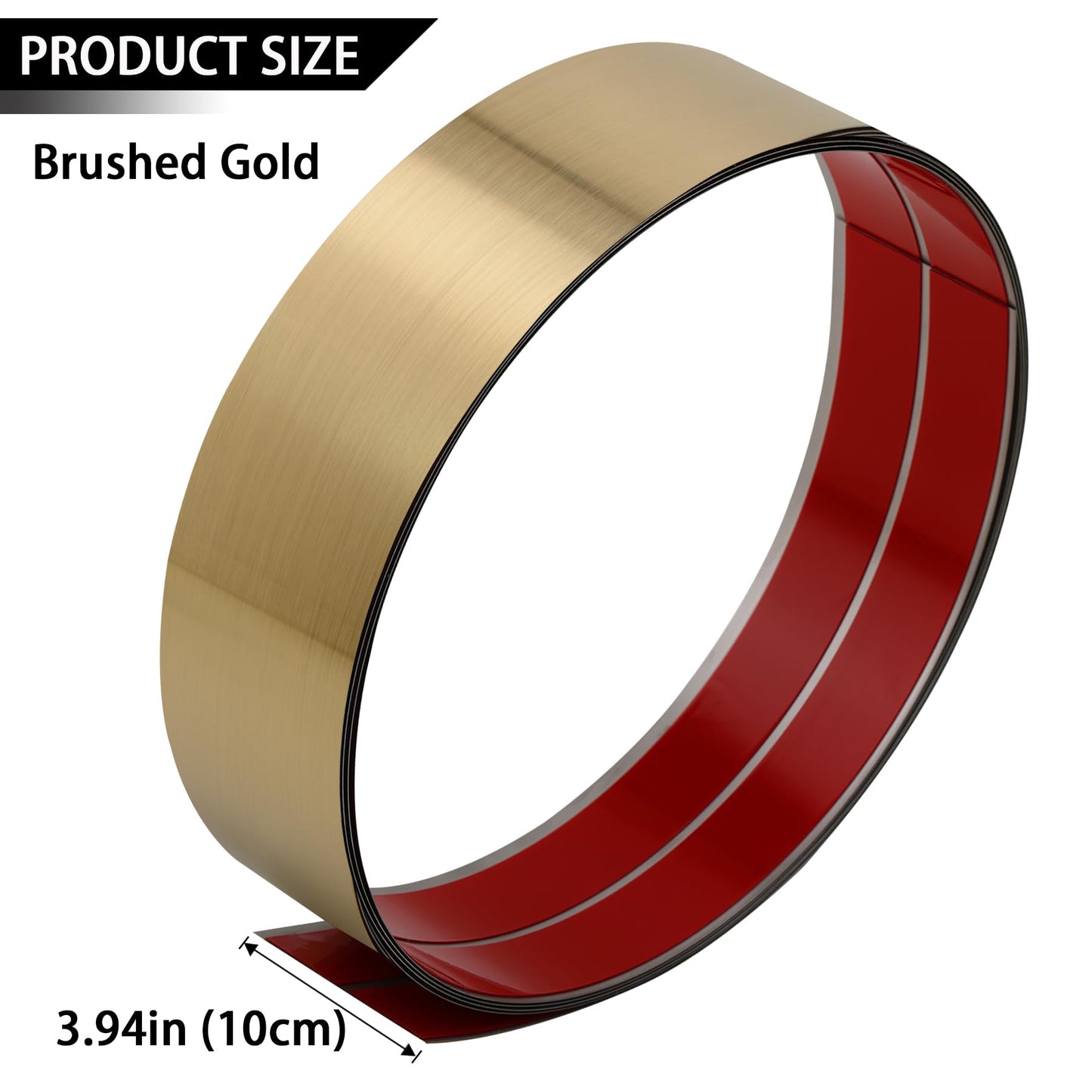 Lunghaa Metal Kick Plate, Self-Adhesive Kickplate, Baseboard Molding Trim, Anti-Scratch Base Cover for Wall, Door, Kitchen Cupboard Protection (9.8FT x 3.9IN, Brushed Gold)