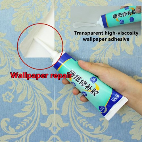 2Pcs Wallpaper Repair Adhesive, Clear Wallpaper Paste Kitfor Fixing Tears, Seams & Edges, Extra-Strong Glue for Seam Repair, Easy-Spread Wallpaper Glue, Strong Adhesion for Vinyl Wallpaper