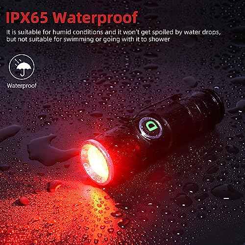 DARKDAWN Redlight Flashlight Rechargeable USB, LED Mini Red Light Flashlights Focus Adjustable, Flash Light Portable with Pocket Clip for Fishing, Beekeeping, Hunting, Night Astrophotography