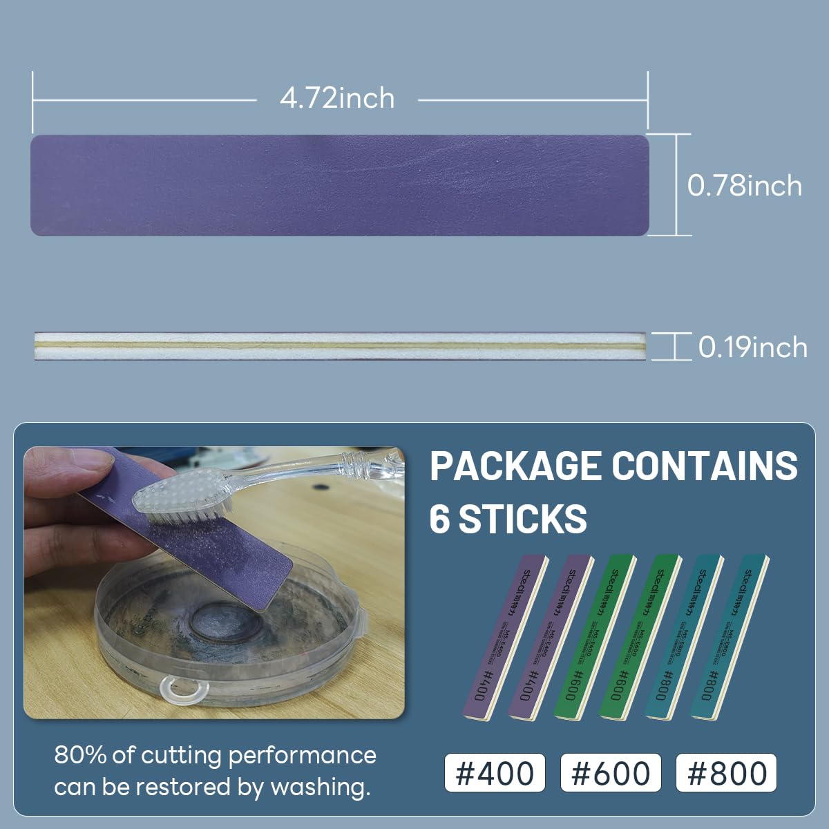 Stedi Sanding Sticks - Hobby Making Tools, Polishing Sanding Sticks for Gundam Repairing, Plastic & Miniature Model 6PCS (#400 * 2 +#600 * 2 +#800 * 2)