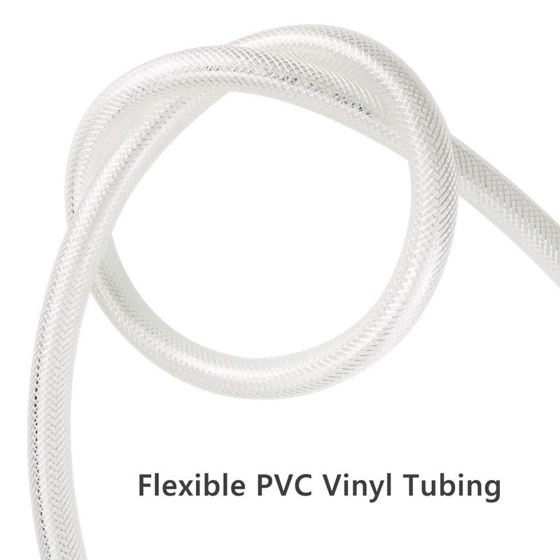 1/2" ID x 3/4" OD - 10 Ft High Pressure Braided Clear PVC Vinyl Tubing Flexible Vinyl Tube, Heavy Duty Reinforced Hose Tubing, BPA Free and Non Toxic
