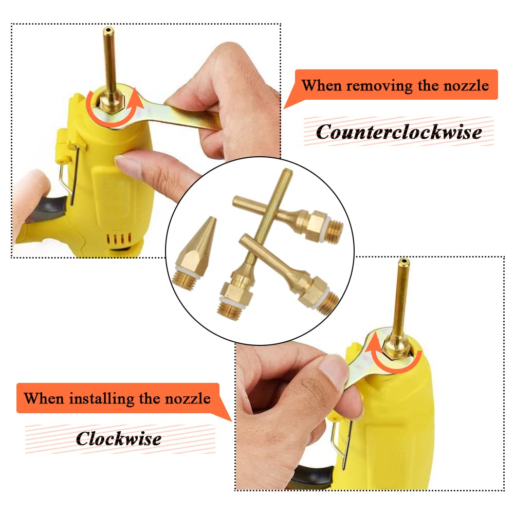 Mesee 4pcs Hot Melt Glue Gun Nozzle Set for 11mm Thread Power Tools, Long Short Small-bore Large Diameter Pure Copper Nozzle Tips 2.0x70mm 2.0x50mm 2.0x34mm 3.0x50mm