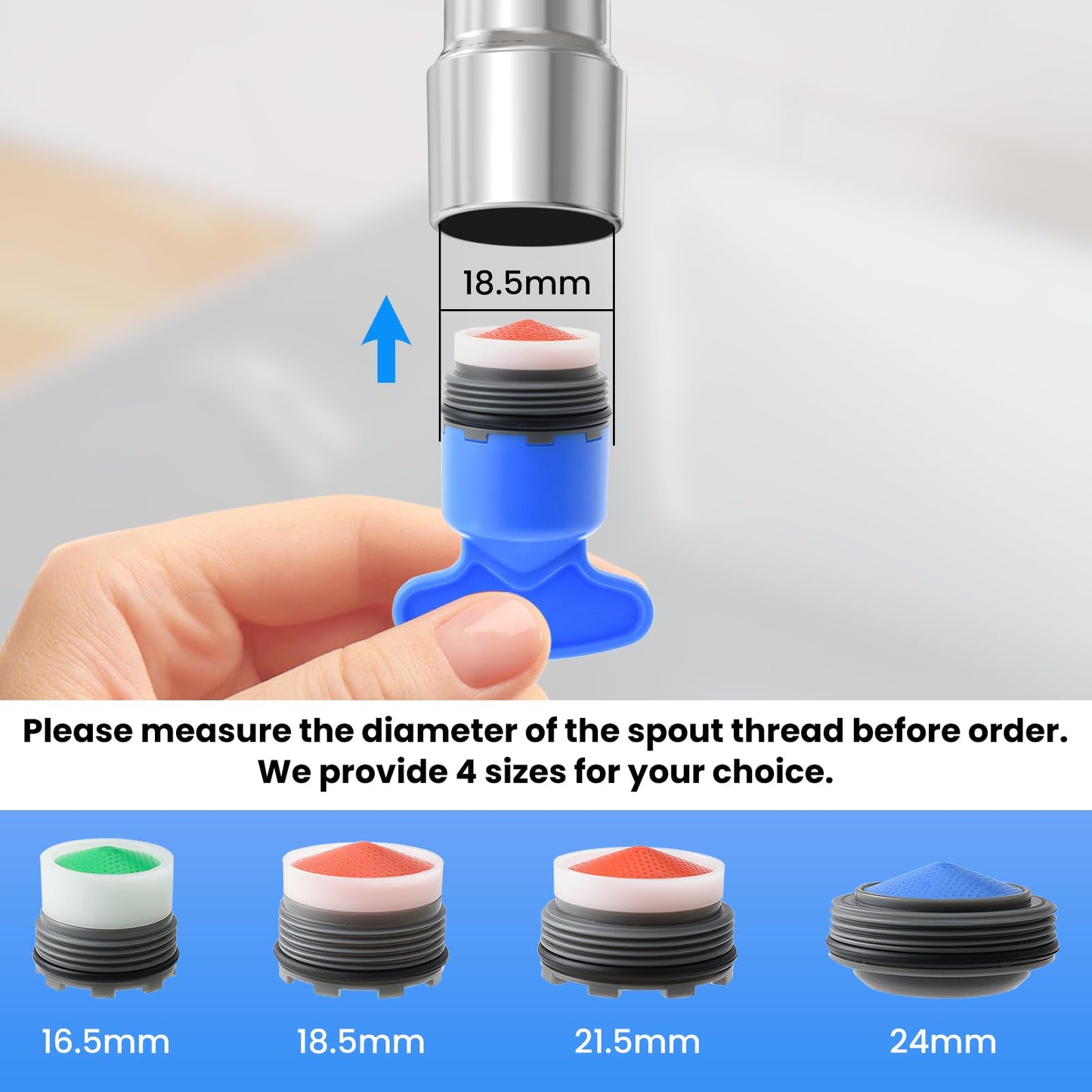 MILYARD 12 Pcs Faucet Aerator Replacement for Sink with 5 Pcs Wrenches Removal Tool M16.5 18.5 21.5 24 mm for Bathroom, Kitchen Sink