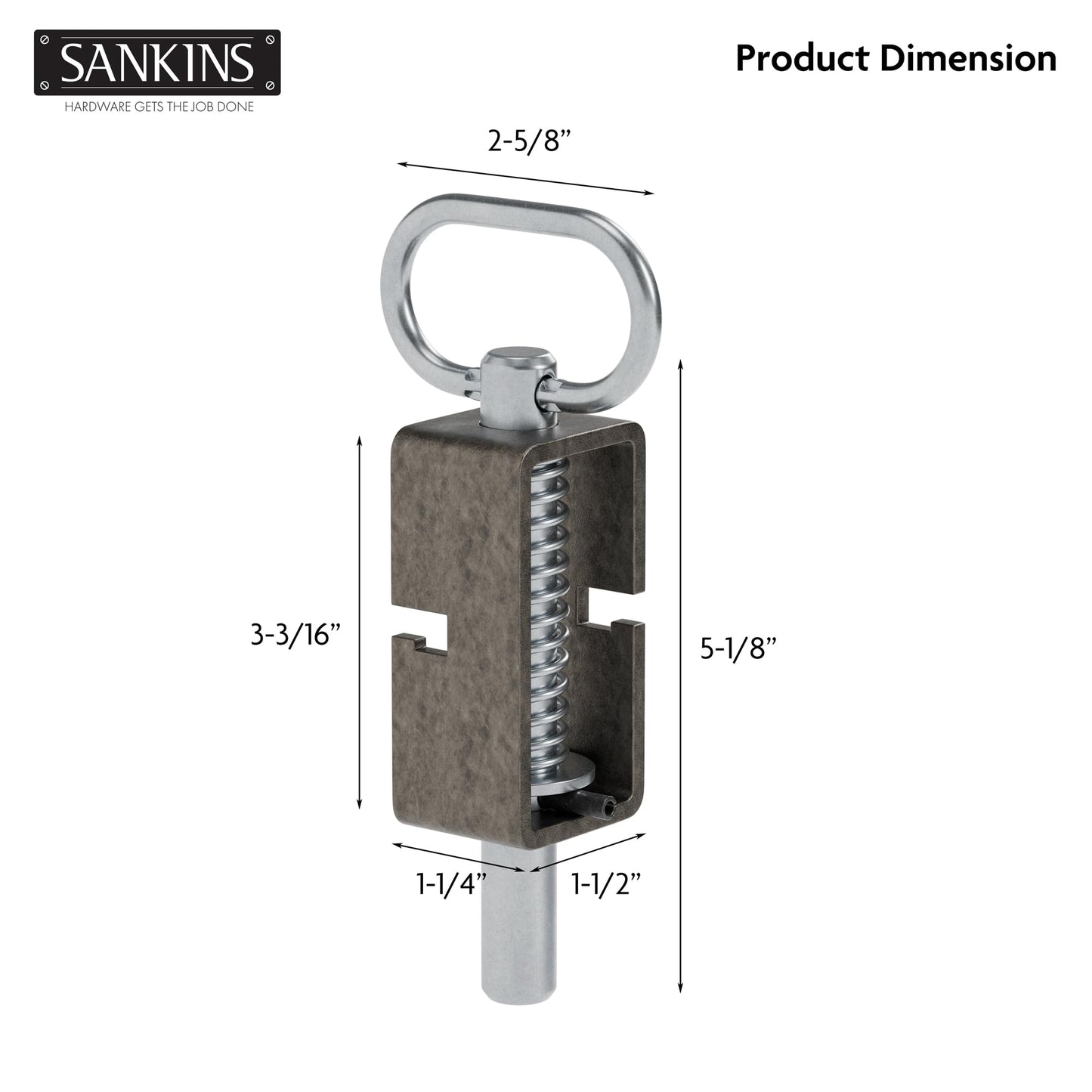 SANKINS 5-1/8'' Trailer Gate Latch, Weld-On Spring Latch Lock, Heavy-Duty Trailer Latch with Plain Tube, Spring Loaded Latch for Utility Trailer Gate, Pack of 2