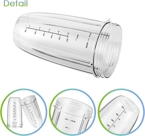Replacement Parts 32oz Blender Cups (2 Packs) Replacement Blender Cups Compatible with NutriBullet 600w and 900w Blender