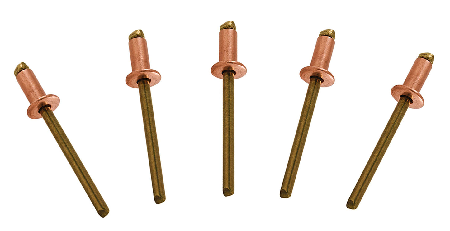 USA Fittings Copper Pop Rivets Brass Mandrel Blind Rivets Dome Head 4-2 (1/8" Diameter x 1/8" Grip) Qty 100