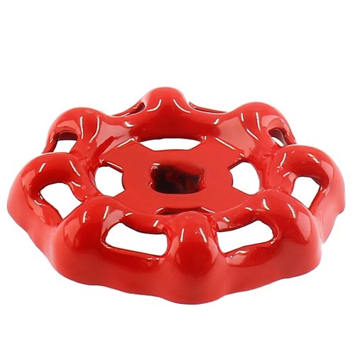 BokWin Metal Outside Faucet Round Wheel Handle,6x6mm Water Spigot Handle Square Broach, Valve Wheel Handles Paint Cast Steel Red(1 Pcs)