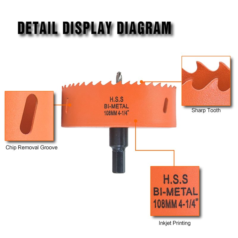 VIKITON 4-1/4 inch Hole Saw with Arbor for Metal Wood and Plastic, 4.25 inch Hole Cutter for Different Project with Smooth and Flat Drilling Edge, Fast Chip Removal