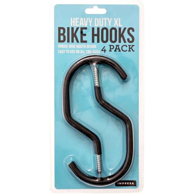 IMPRESA 4-Pack Bike Hooks for Garage Ceiling - 100 Lbs Capacity,7 x 4 in - Galvanized Steel & Non-Marring Finish Heavy Duty Hook - Wall Mount for Ceiling Bike Hangers - Universal Fit Bike Wall Mount
