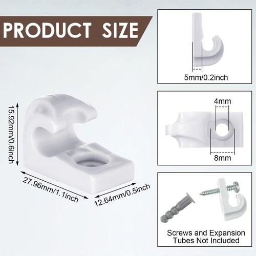 Amyhill 20 Pieces White Wire Shelf Clips Closet Shelves Down Wall Loop Clips Plastic Heavy Duty Shelf Bracket for Wire Shelving, Screws and Expansion Tube Not Included (White)