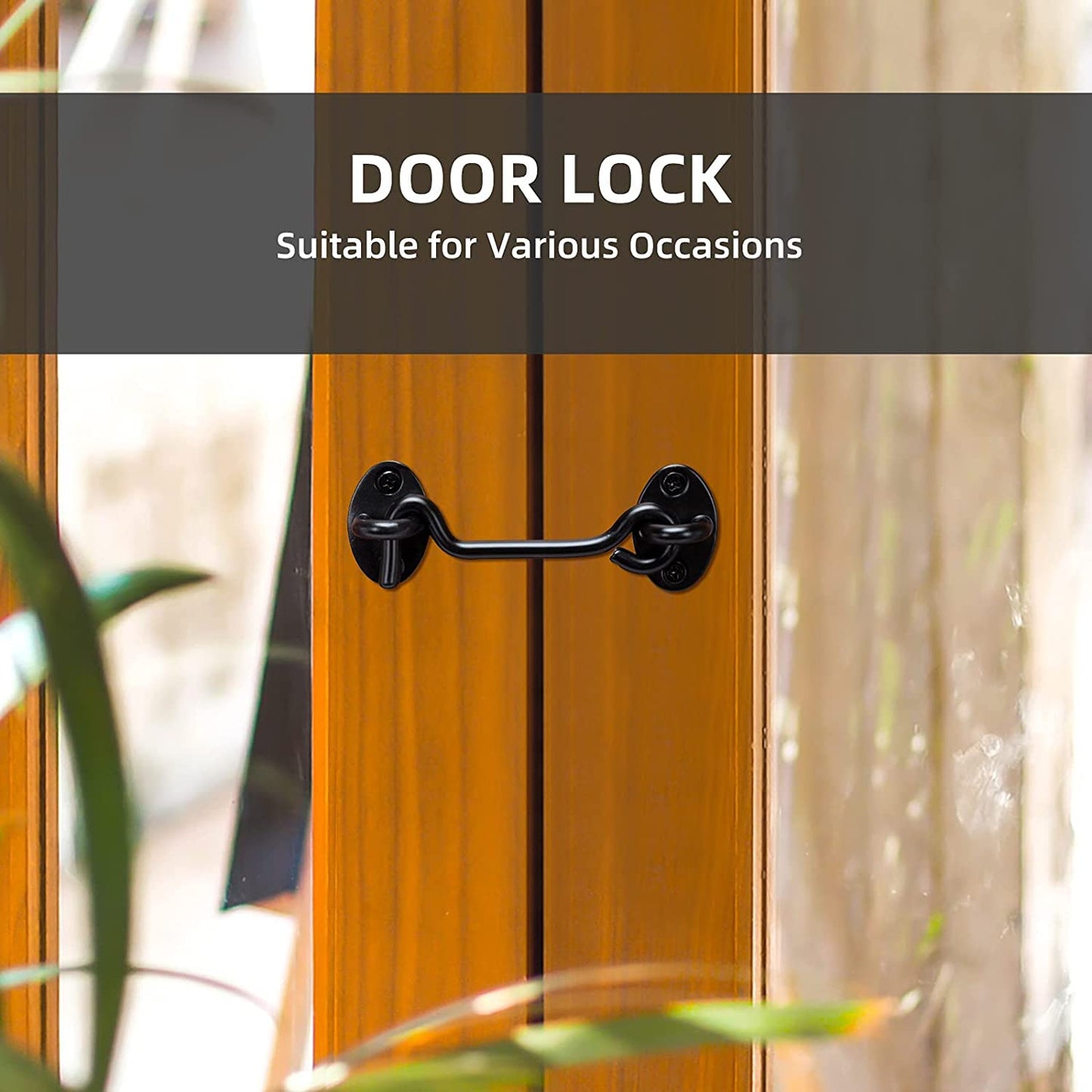 Klurent 4" Barn Door Latch Door Lock Hardware, Sliding Door Lock Eye Hook Latch with Screws, Rust-Resistant Metal Gate Latch(2 Pack)