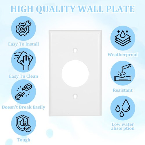 Piriuuo Round White Outlet Cover Plate, Single Outlet Plug Covers 4.53" X 2.76" Receptacle Cover with Two Screws, 220v