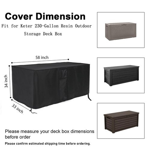 Jungda Outdoor Storage Box Cover for Keter XXL 230 Gallon Plastic Deck Storage Container Box,Waterproof Patio Storage Box Covers - 58 x 33 x 34 Inch