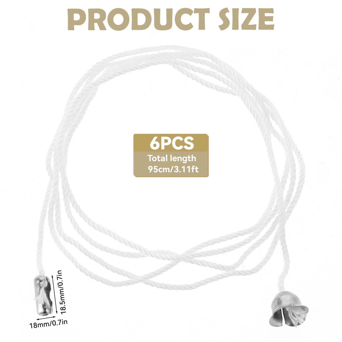 Sliverdew 6 Pack Pull Cord for Ceiling Switch Ceiling Fan Pull Chain Extender Light Pull Cord String with Connector Pull Chain Extension for Ceiling Fan Light Fixture Light Bulb