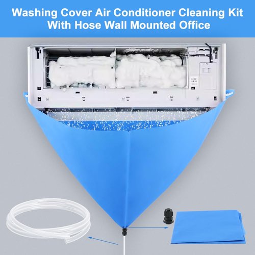 AQEENURA Mini Split Cleaning Kit Bag Waterproof AC Cleaning Cover for Wall Mounted Air Conditioner with 78.7 Inch Water Pipe Service Bag for Home Office
