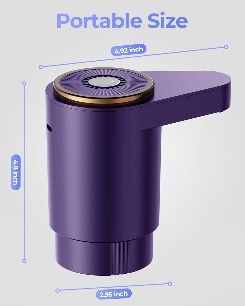 Cozycharm Water Jug Pump for 5 Gallon Bottle – Portable Electric USB-C Charging Dispenser, Dual Powerful Motors, Fast Flow, Fits 2-5 Gallon Jugs – Ideal for Home, Office, Camping, RV, Dark Purple
