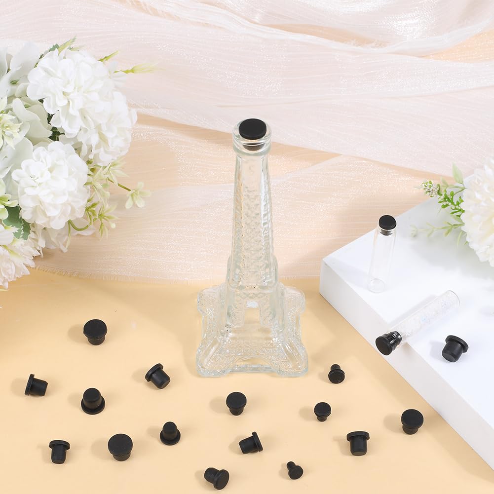 GORGECRAFT 50PCS 5 Sizes Silicone Hole Plug Black Round Rubber Waterproof Button Hole End Covers Soft Flexible Stopper Fit for 4-9.5mm Inner Diameter Hole Bottles Pipes Flower Pots