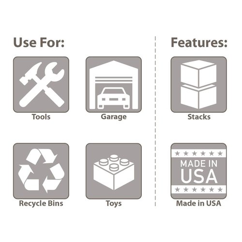 Akro-Mils 13017 Stak-N-Store Heavy Duty Stackable Open Front Plastic Storage Container Bin, (15-Inch x 20-Inch x 12-1/2-Inch), Gray, (3-Pack)