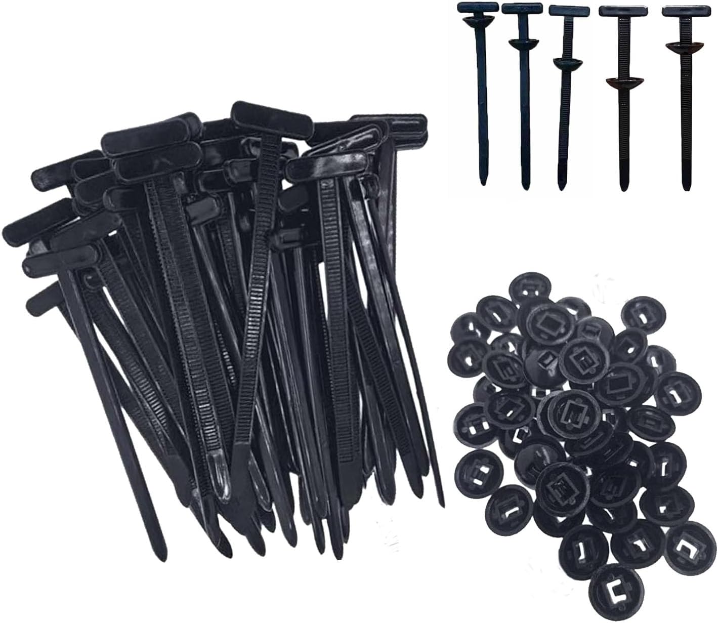 Nylon Universal Cable Tie Buckle, Locking Zip Ties Holder with Pin & Button Design, Suitable for Car Daily Auto Fixing (50PCS)