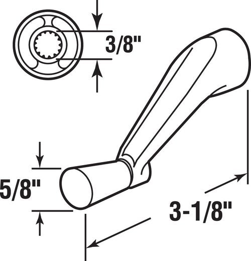 Prime-Line H 4106 Spline Socket Crank Handle, White, Smooth 360-Degree Operation (Single Pack)