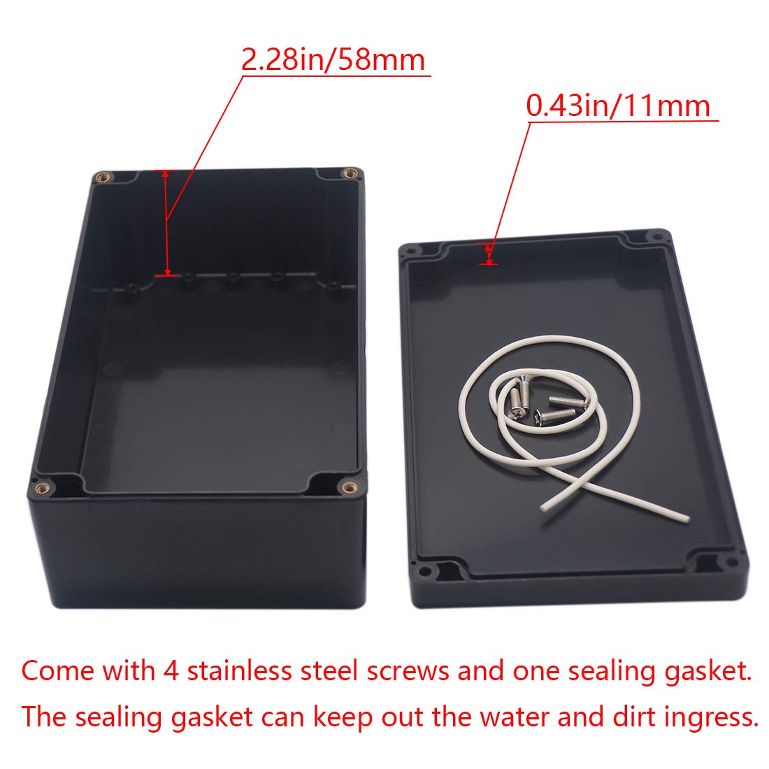 Otdorpatio Project Box ABS Plastic Black Electrical Boxes IP65 Waterproof DIY Electronic Junction Box Power Enclosure 7.87 x4.72 x2.95 inch (200x120x75 mm)