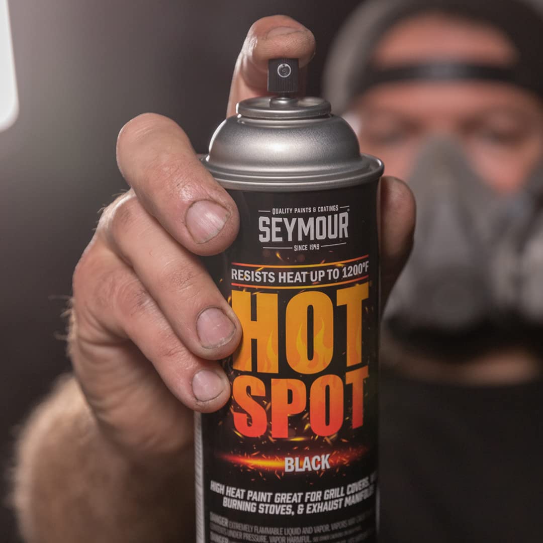 Seymour 16-1201 Hot Spot High Heat Spray Paint Aluminum 12 oz - 1200°F Heat Resistant Coating for Grills, Stoves, Engines, Exhaust, VOC Compliant