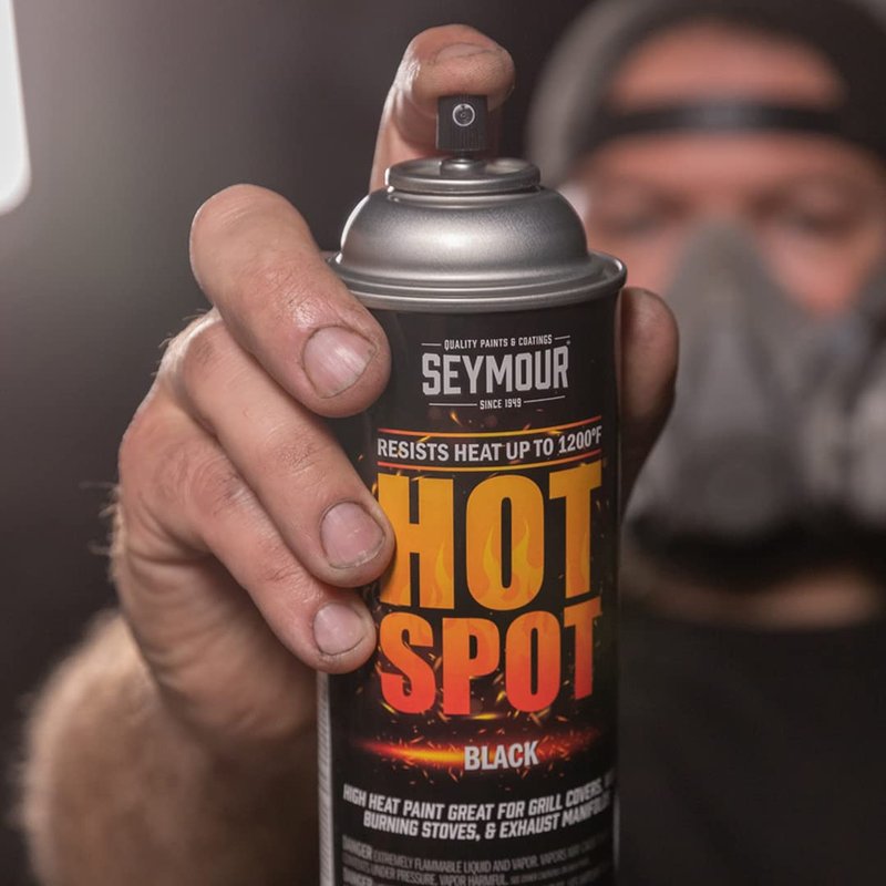Seymour 16-1201 Hot Spot High Heat Spray Paint Aluminum 12 oz - 1200°F Heat Resistant Coating for Grills, Stoves, Engines, Exhaust, VOC Compliant