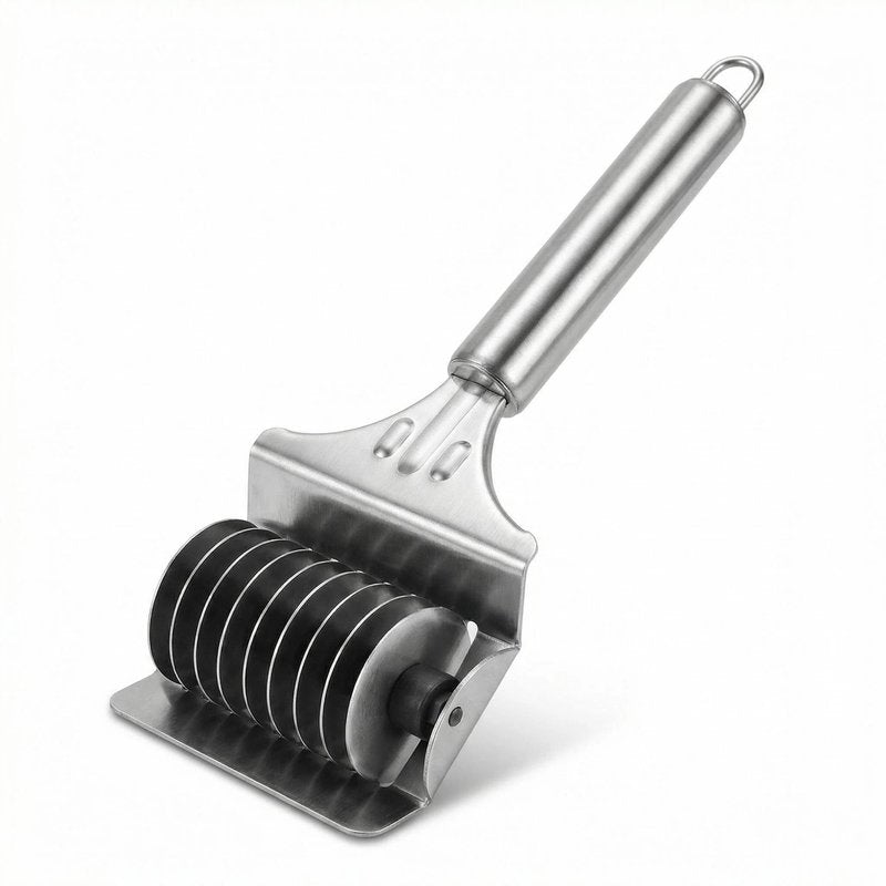 Stainless Steel Pasta Cutter with 9-Wheel for Homemade Pasta, Lasagna, Dough Docker and Pastry Tool, Kitchen Gadget for Effortless Noodle and Pie Crust Making