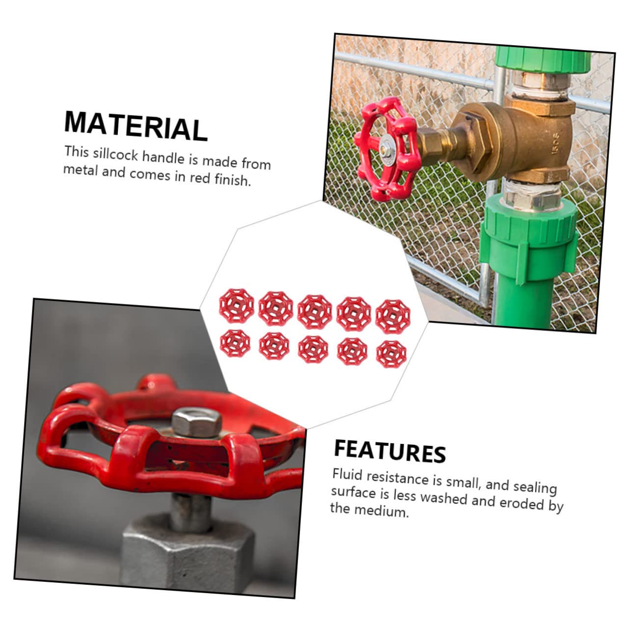 Uonlytech 10pcs Hand Wheel Handles for Water Valves Cast Valve Handles Easy to Install Wheels
