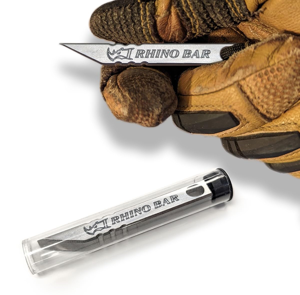 Milspin Rhino Bar EDC Stainless Steel Mini Pry Bar Multi tool Keychain with Screw Driver, Box Opener and Minimalist Tool Features, Made in The USA