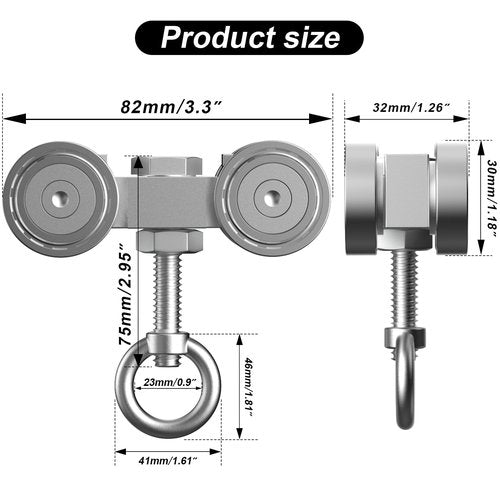 EASGIU 4 Wheel Trolley Assembly Roller Trolley - Silent M10 Bolt and Nuts - Use with 1-5/8" Wide Wide and All 1-5/8" Unistrut Strut Channel (2 Set)