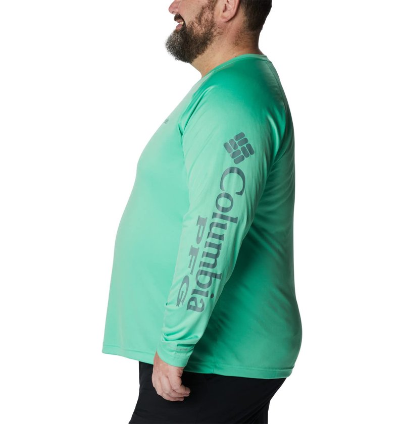 Columbia Men's Terminal Tackle Long Sleeve Fishing Shirt, Light Jade/Metal Logo, Large