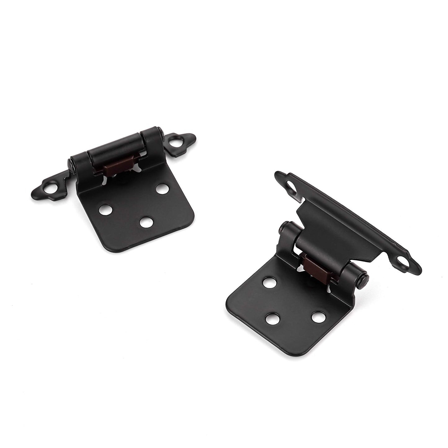Ravinte 60 Pack (30 Pairs) 1/2" Overlay (Variable) Cabinet Hinges, Self-Closing Semi-Concealed Face Mount, Matte Black Decorative Hardware with Door Bumpers for Kitchen & Cupboard Doors