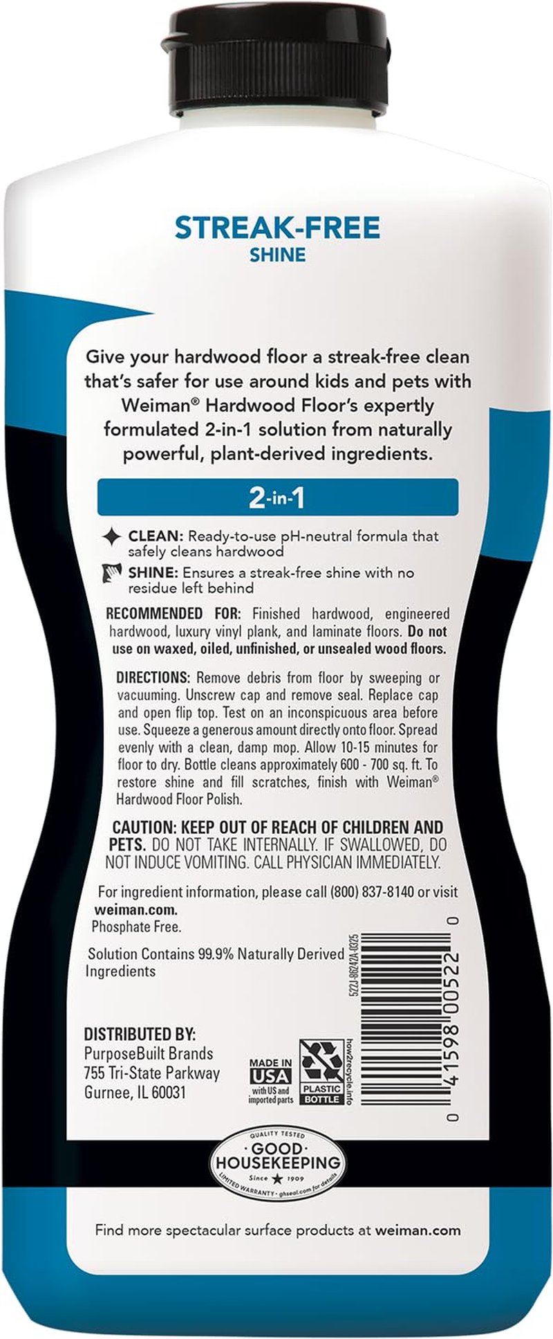 Weiman Hardwood Floor Cleaner Gallon and Refillable Squeeze Bottle - Finished Wood Surfaces