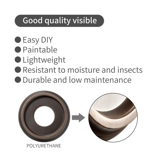 EIFHYT 2 Pack Molded PU Ceiling Medallion for Light Fixtures and Ceiling Fans, 10"OD x 4"ID x 1"P (Wood Grain Oil Rubbed Bronze)
