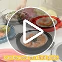 Saebume 10.7 Inch Microwave Splatter Cover with Anti-Scald Base Plate - Foldable BPA-Free Plastic & Silicone Lid (Black)