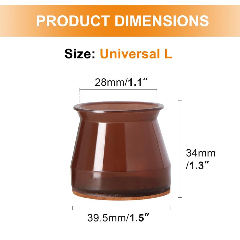 24 Pcs Chair Leg Floor Protectors for Hardwood Floors Silicone Covers to Protect Wood Tile Floors Felt Bottom Furniture Leg Caps Anti-Scratch Reduce Noise (Fit:1.3"-2")