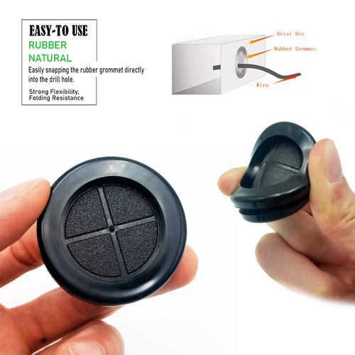 EASYEAH 1-1/4 in Rubber Grommets for Wiring,1 in ID, Double-Sided Rubber Plugs for Holes Firewall Grommet Automotive, Wire Cable Protection for Metal Electric Box, 15 Pcs 25.4x30 mm, Black