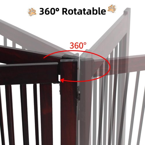 Indoor Dog Gate, Wooden Freestanding Pet Gate, Foldable Dog Gates for Doorways, No Drilling for The House, Doorways, Hallways,or Stairs, 30" Height 4 Panels Set of Support Feet Included (Espresso)