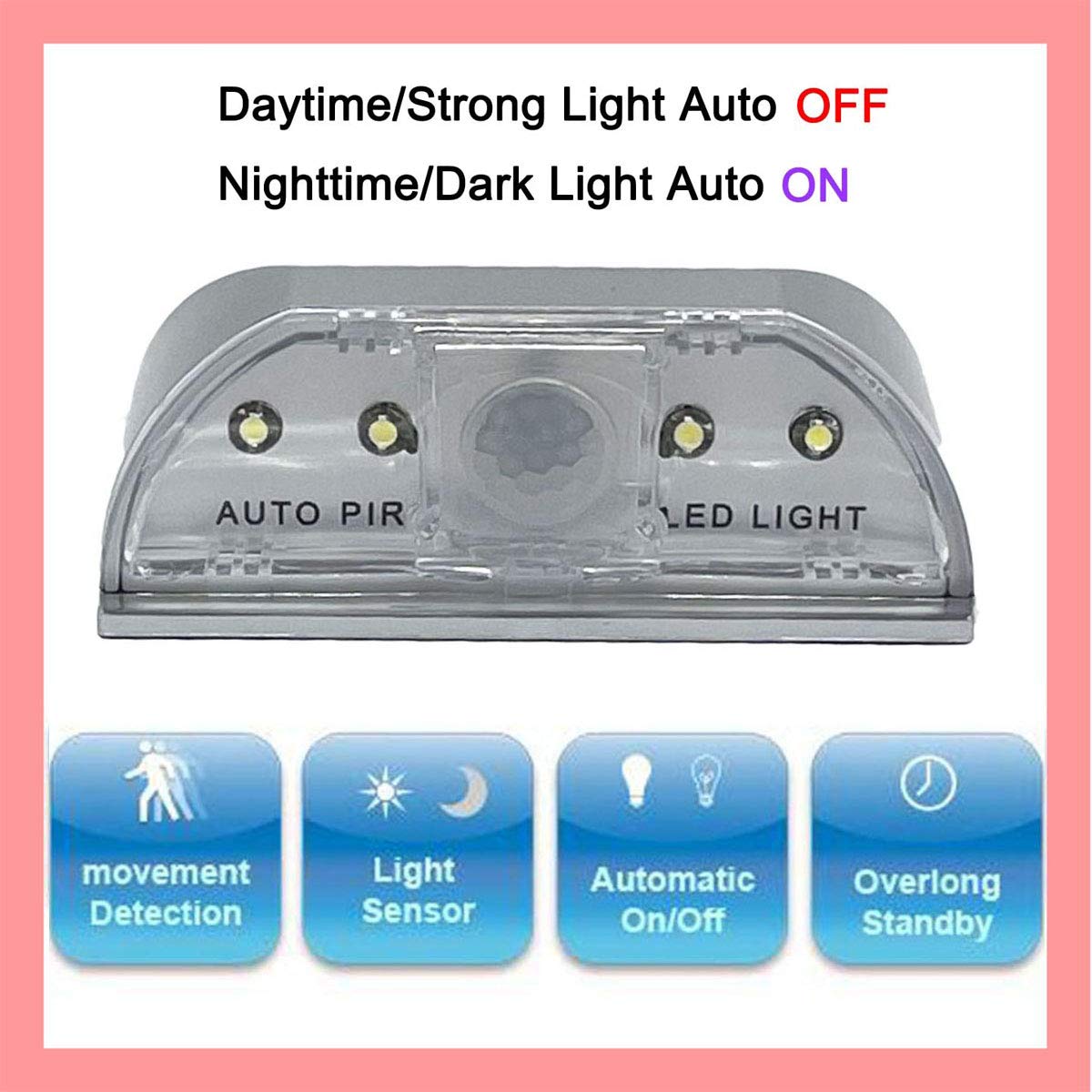 DEEIRAO Home Keyhole Infrared PIR Wireless Auto Sensor Motion Detector LED Light lamp for Kitchen Hallway Stairway Silver