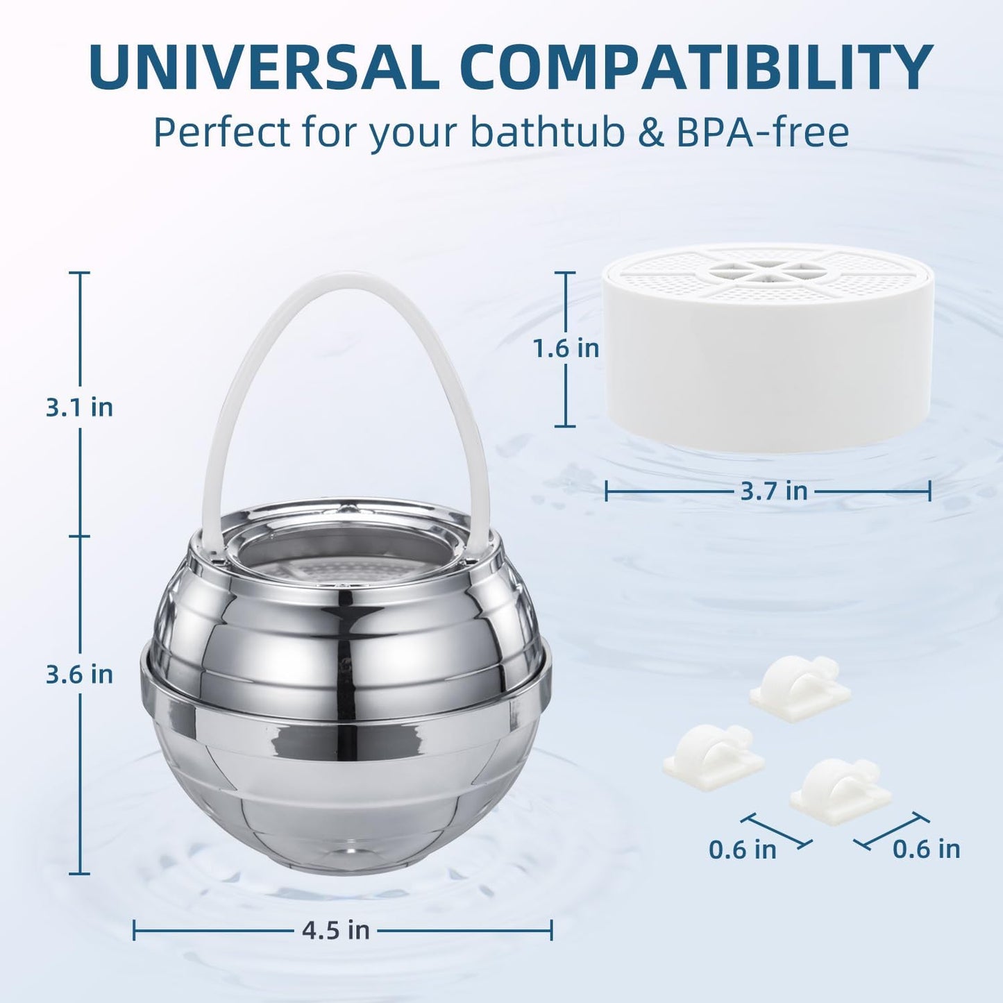 Bath Water Filter, Bathtub Water Filter, Bath Filter for Tub,Bath WaterFilter for Tub Faucet - BPA Free - White
