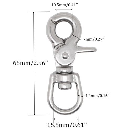 BENLIUDH 2 Pcs Trigger Snaps Swivel Hooks 2 3/5", Heavy Duty 316 Stainless Steel Trigger Clips for Marine, Flag, Dog Leash