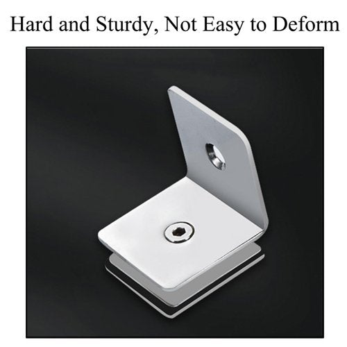 TopHomer 90 Degree Stainless Steel Glass Clamp, Single Side Square Glass Shelf Support Fixed Clamp for Bathroom Shower, Display Cabinet (Matte Black)