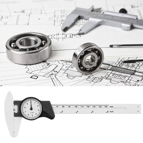 Zerone 6Inch Vernier Dial Caliper, 0-150mm Plastic Dial, 0.1mm Read Value, Imperial Standard (White)