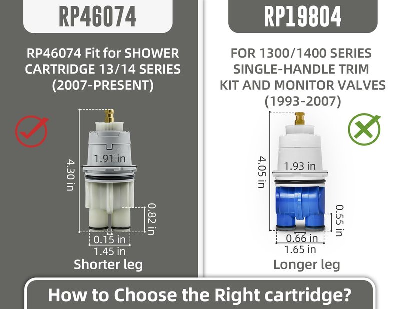RP46074 Compatible with Delta 13/14 Series Bath Tub Shower Faucet Single Handle Universal MultiChoice Rough-in Valve Monitor Cartridge Repair Assembly Plumbing Parts