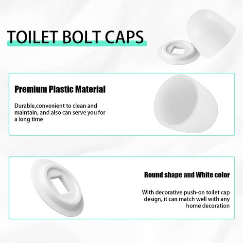 8 Pack Toilet Screw Cover Caps, White Universal Toilet Bolt Caps with Decorative Design, Easy Snap-On Installation for Toilets Bowl Bolts, 1.41 Inch Height