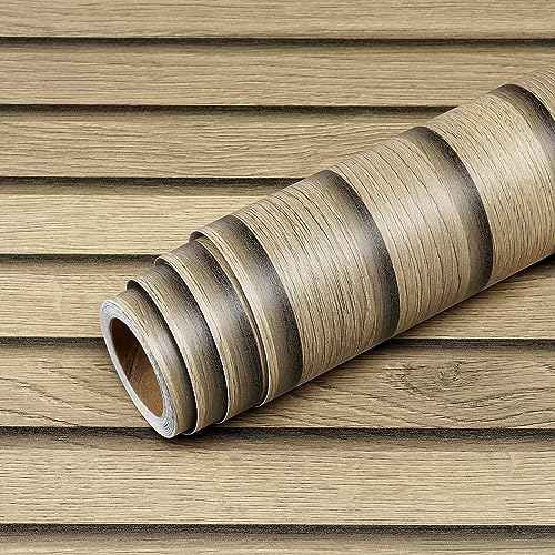 Livelynine Slats Wood Wallpaper Peel and Stick Removable Natural Wood Contact Paper Peel & Stick Accent Wall Vinyl Beadboard Paneling Faux Wood Slat Wall Panel Wallpaper for Bedroom Bathroom 15.8x78.8