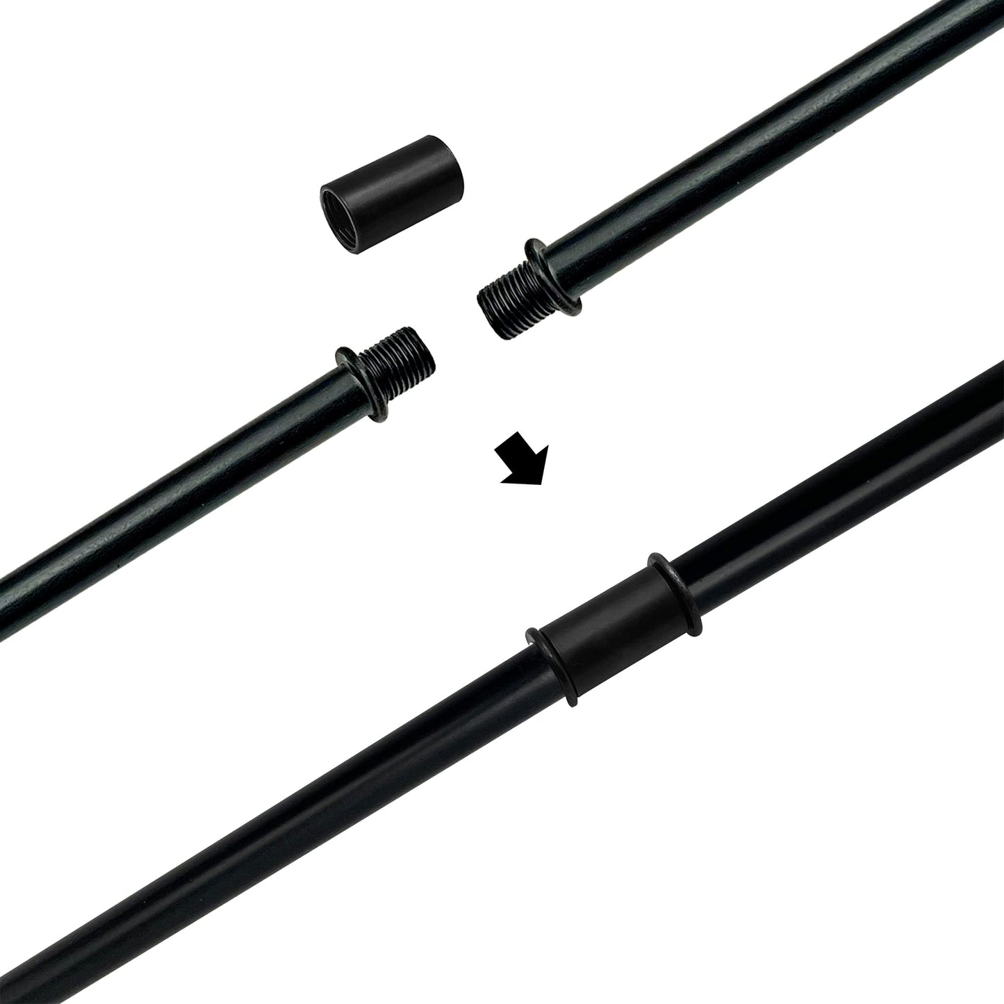 ECUDIS 1/8-IP Black Straight Pipe Lamp Rod Lamp Stems Kit with Coupling Lamp Repair Hardware 300mm Long (Pack of 6)